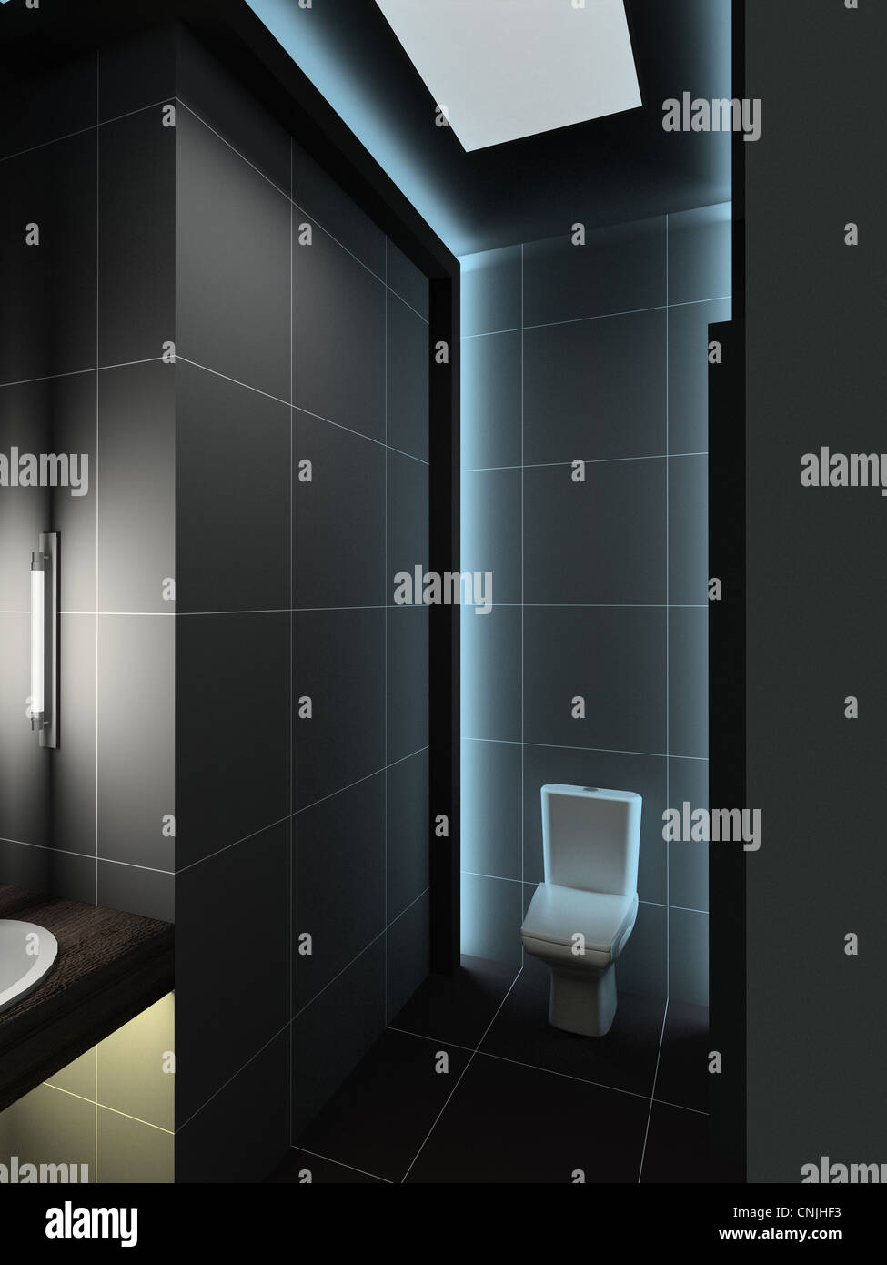 Modern design interior of toilet. 3D render Stock Photo - Alamy
