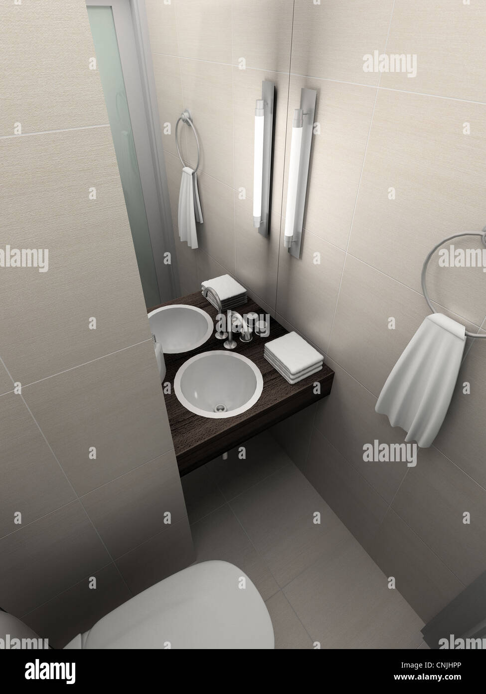 Modern design interior of toilet. 3D render Stock Photo - Alamy