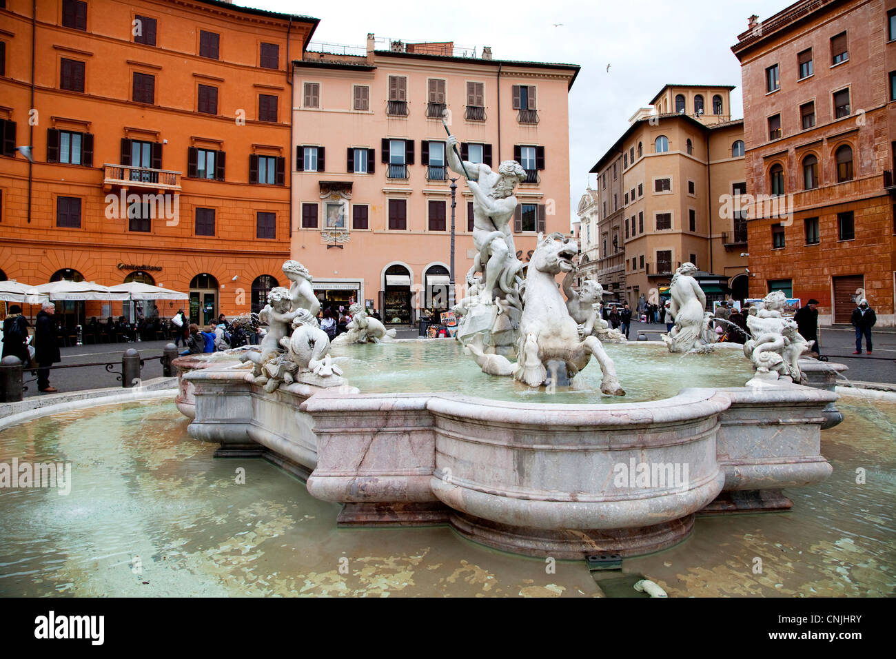 City view of Rome, Italy with monuments, art and tourist attractions. Roma, Italia, Europe. Piazza Navona, Navona square Stock Photo