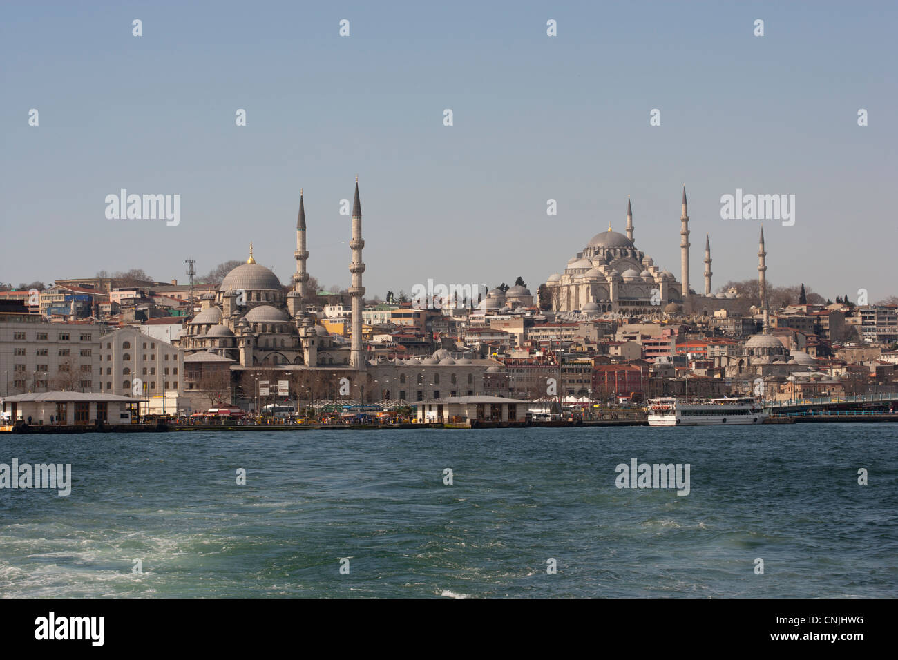 View of Eminonu, Fatih, Istanbul, Turkey from the Bosphorus strait Stock Photo