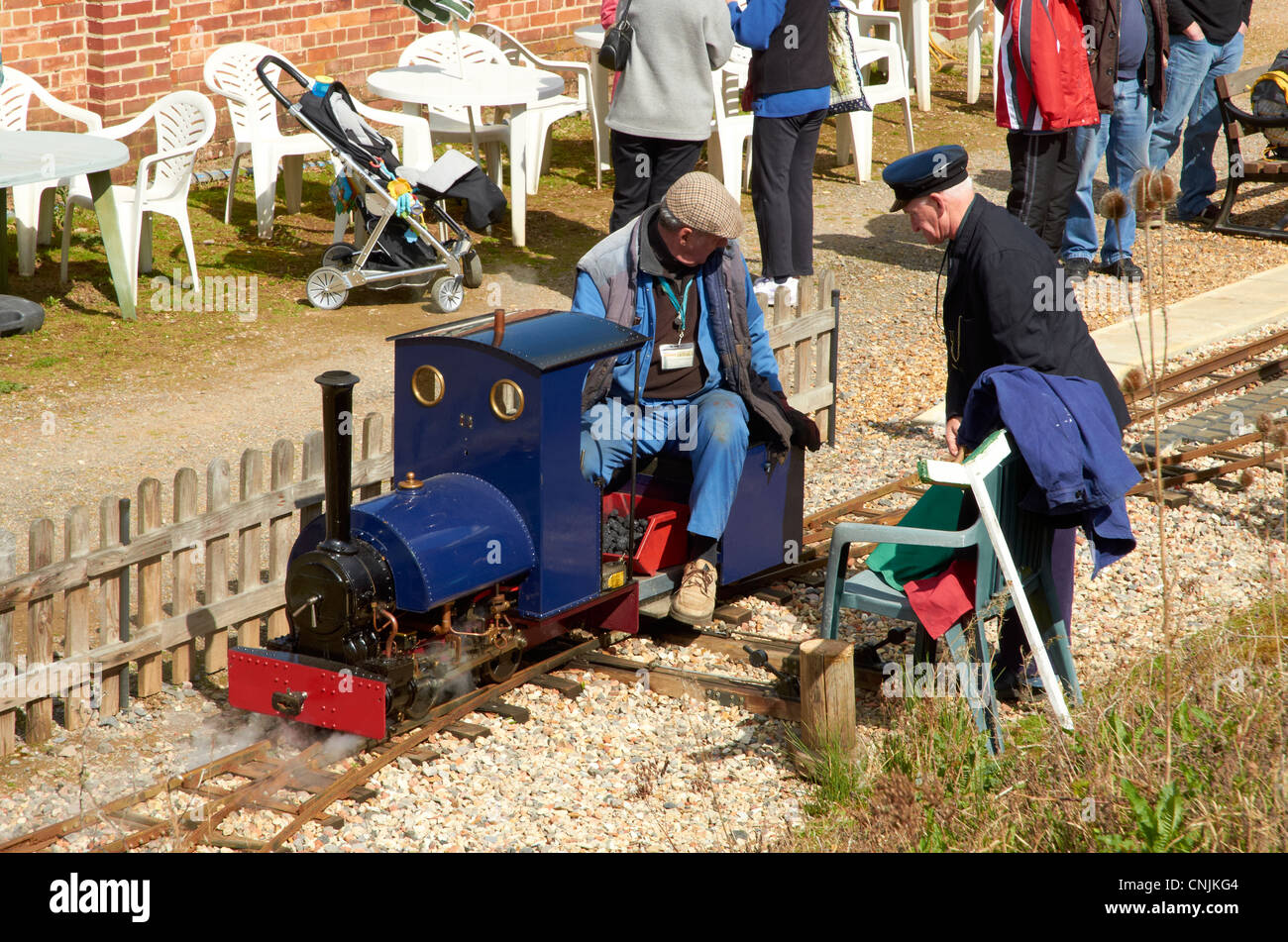 Miniature railway (71/4 inch gauge) at Bursledon Brickworks Industrial Museum, Hampshire, England. Stock Photo