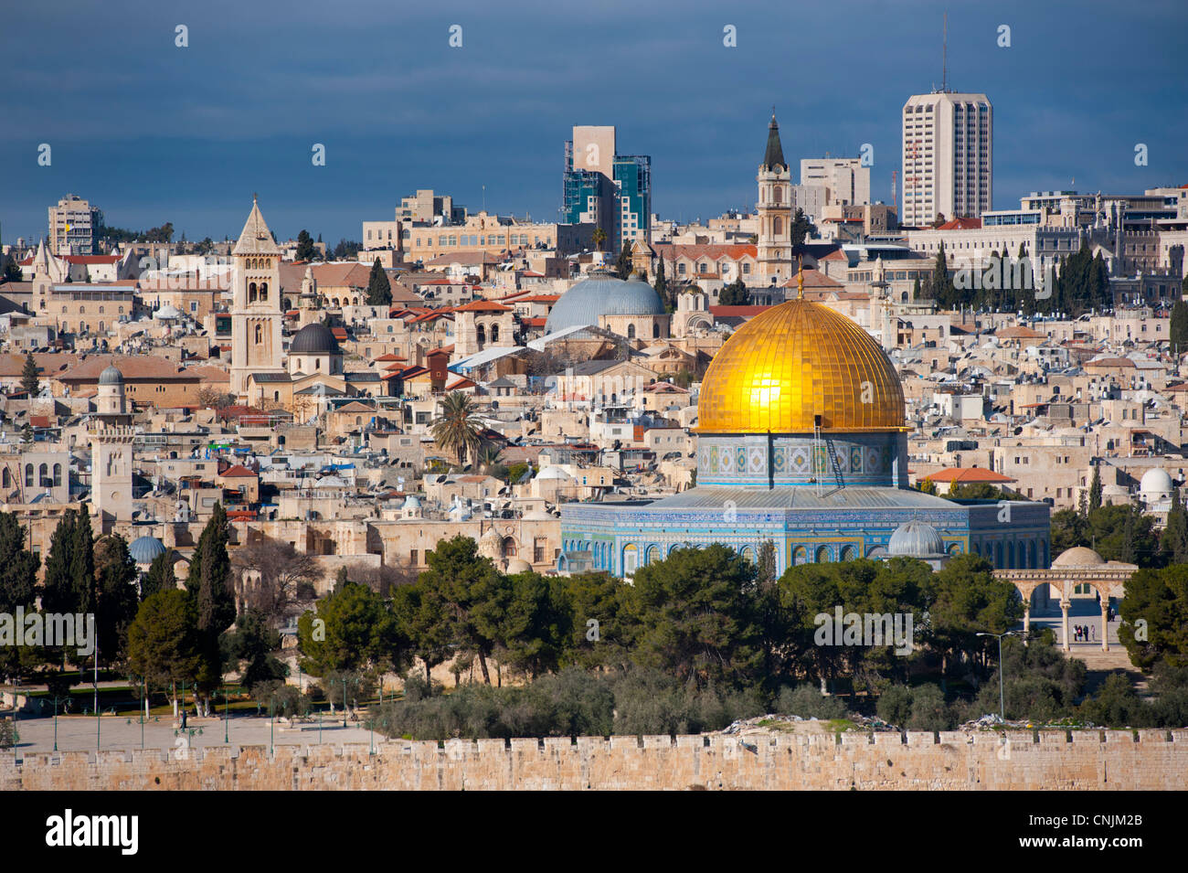 Middle East Israel Old Jerusalem Temple Mount - Dome of the Rock - daytime sunny Stock Photo