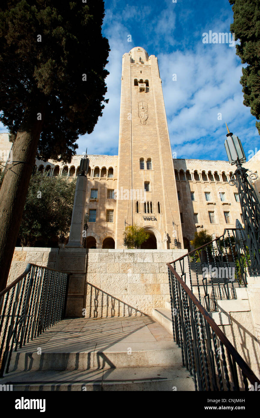 Middle Eastern Israel Jerusalem hotels YMCA exterior designed by Arthur Loomis Harmon Stock Photo