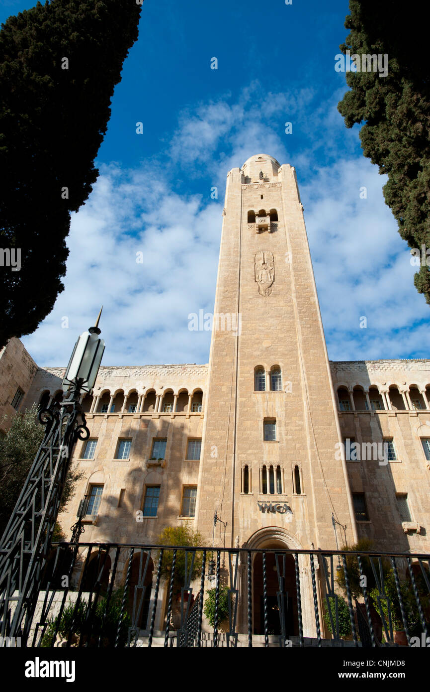 Middle Eastern Israel Jerusalem hotels YMCA exterior designed by Arthur Loomis Harmon Stock Photo