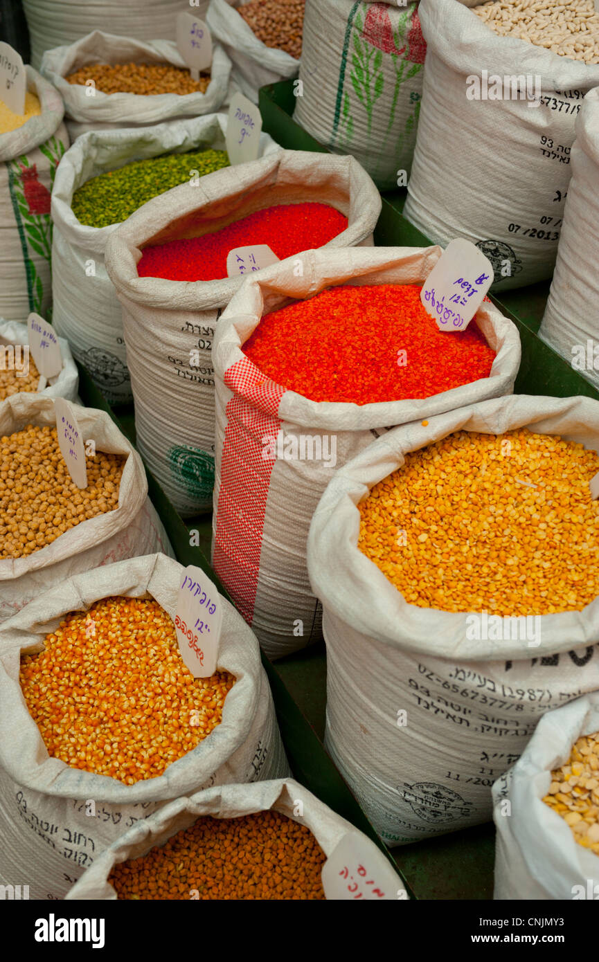 Middle East Israel Jerusalem mehane Yehuda market spices Stock Photo