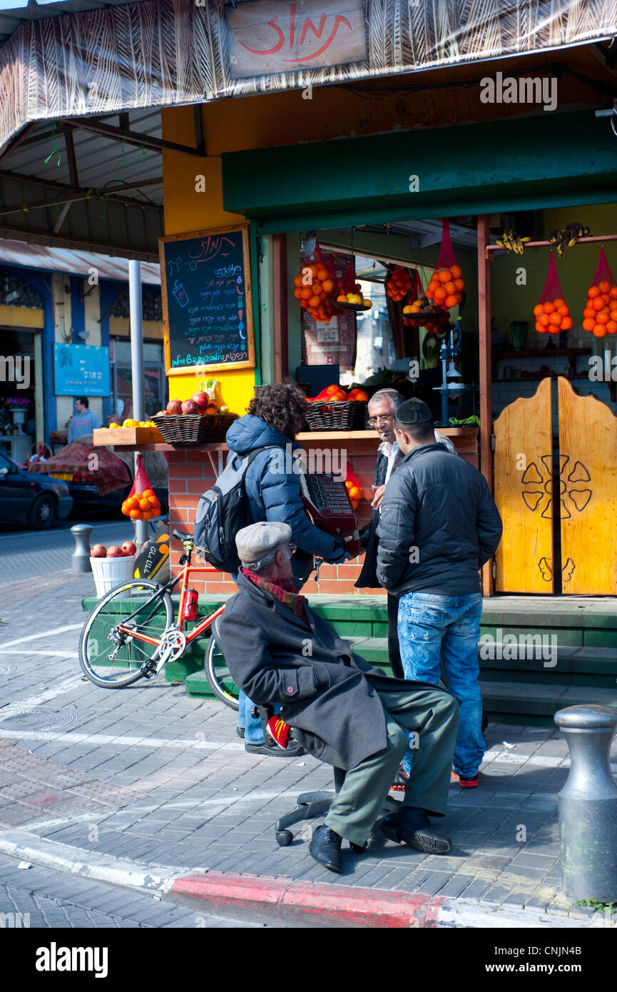 Middle East Israel Jaffa (yaffo)  shops old port city street corner shopping juice bar Stock Photo