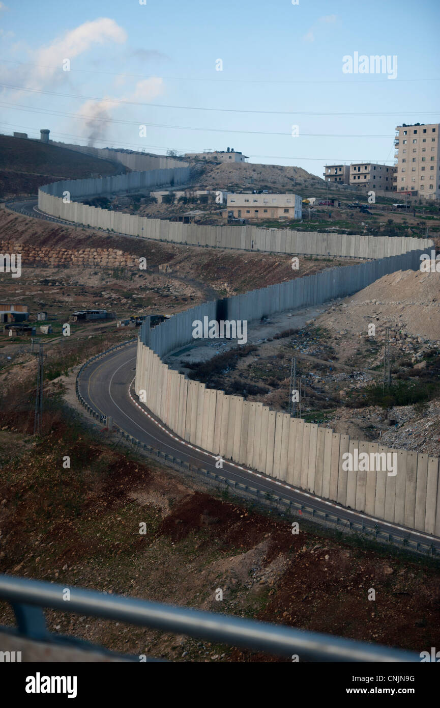 Middle East Israel  near Jerusalem separation wall fence to keep Palestinians apart  - settlements Stock Photo