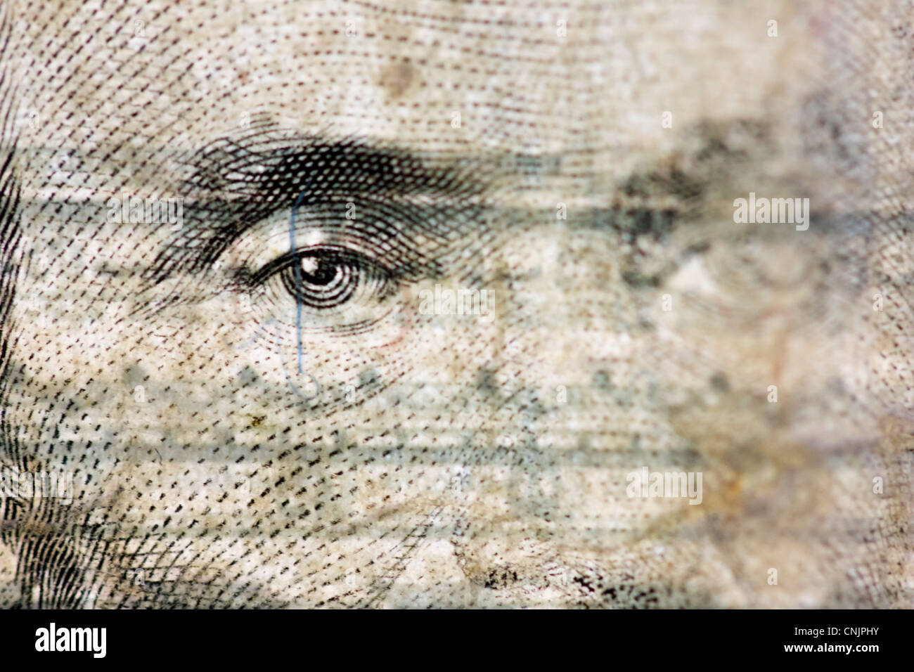 Close up of  5 doller bill. Stock Photo