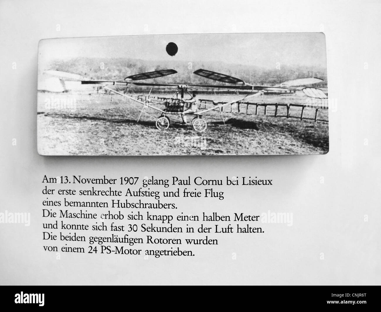 13 Nov.1907 Paul Cornu at Lisieux the first vertical start up Germany Munich German Museum Deutsches museum Stock Photo