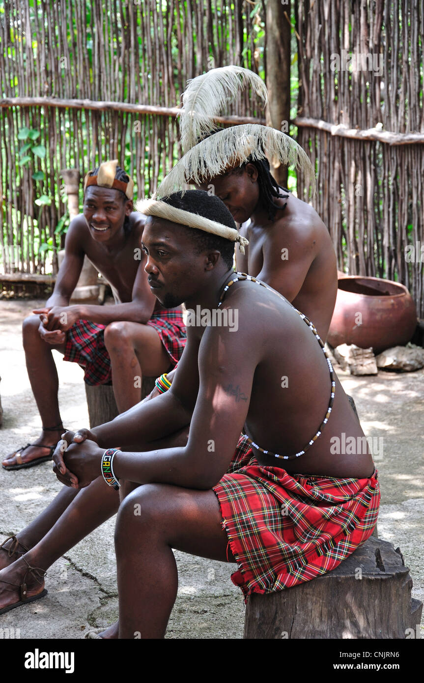 Pedi tribesmen in Lesedi African Cultural Village, Broederstroom, Johannesburg, Gauteng Province, Republic of South Africa Stock Photo