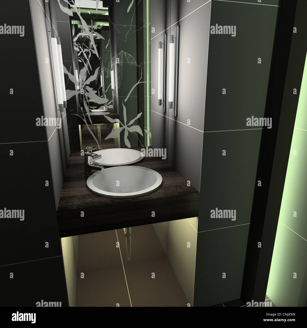 Modern design interior of toilet. 3D render Stock Photo - Alamy