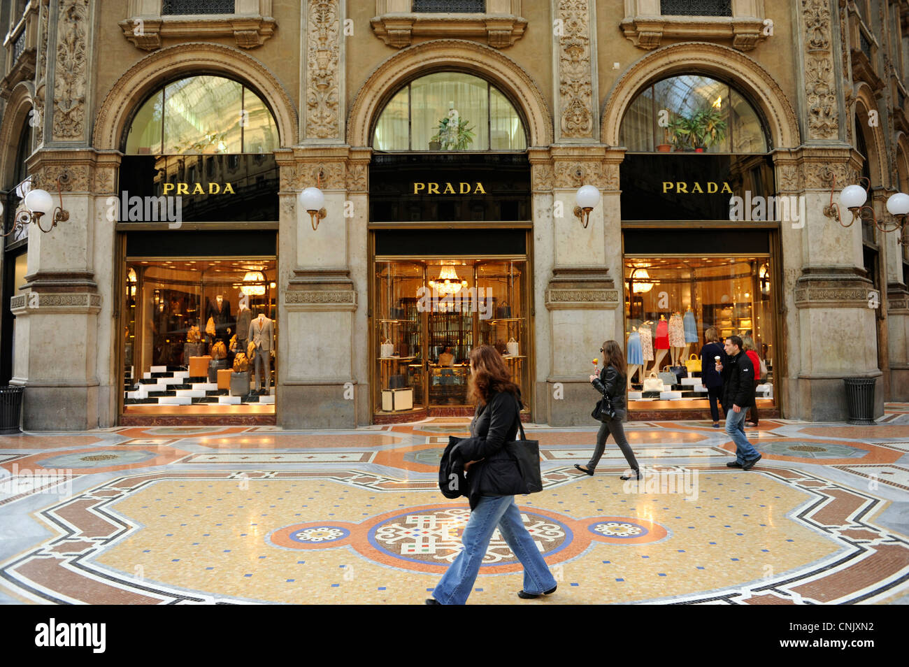 Prada shop. Galleria Vittorio Emanuele II. Milan, Italy Stock