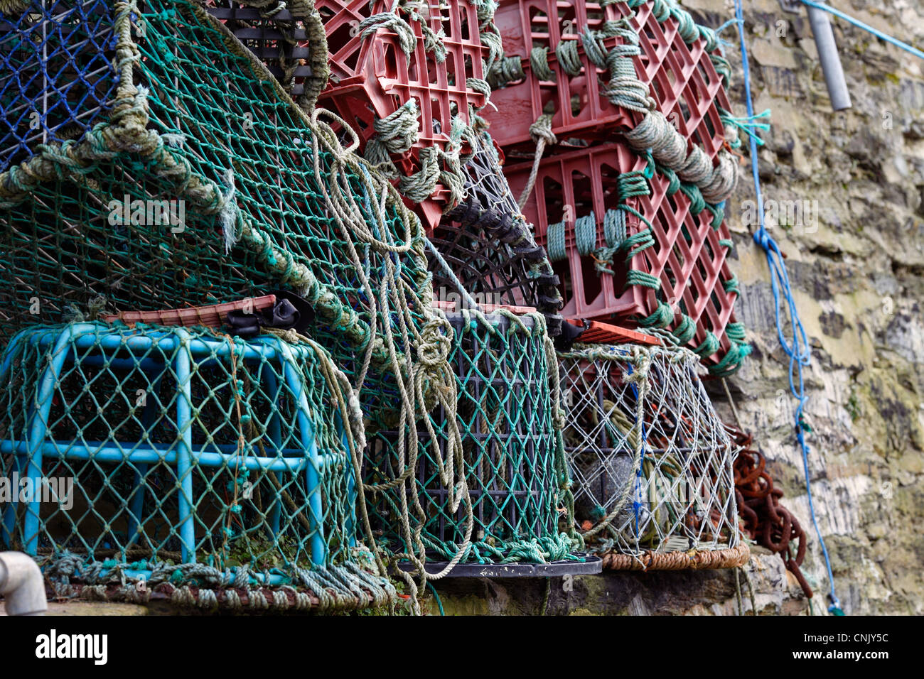 crab and lobster pots, cornwall Stock Photo Alamy