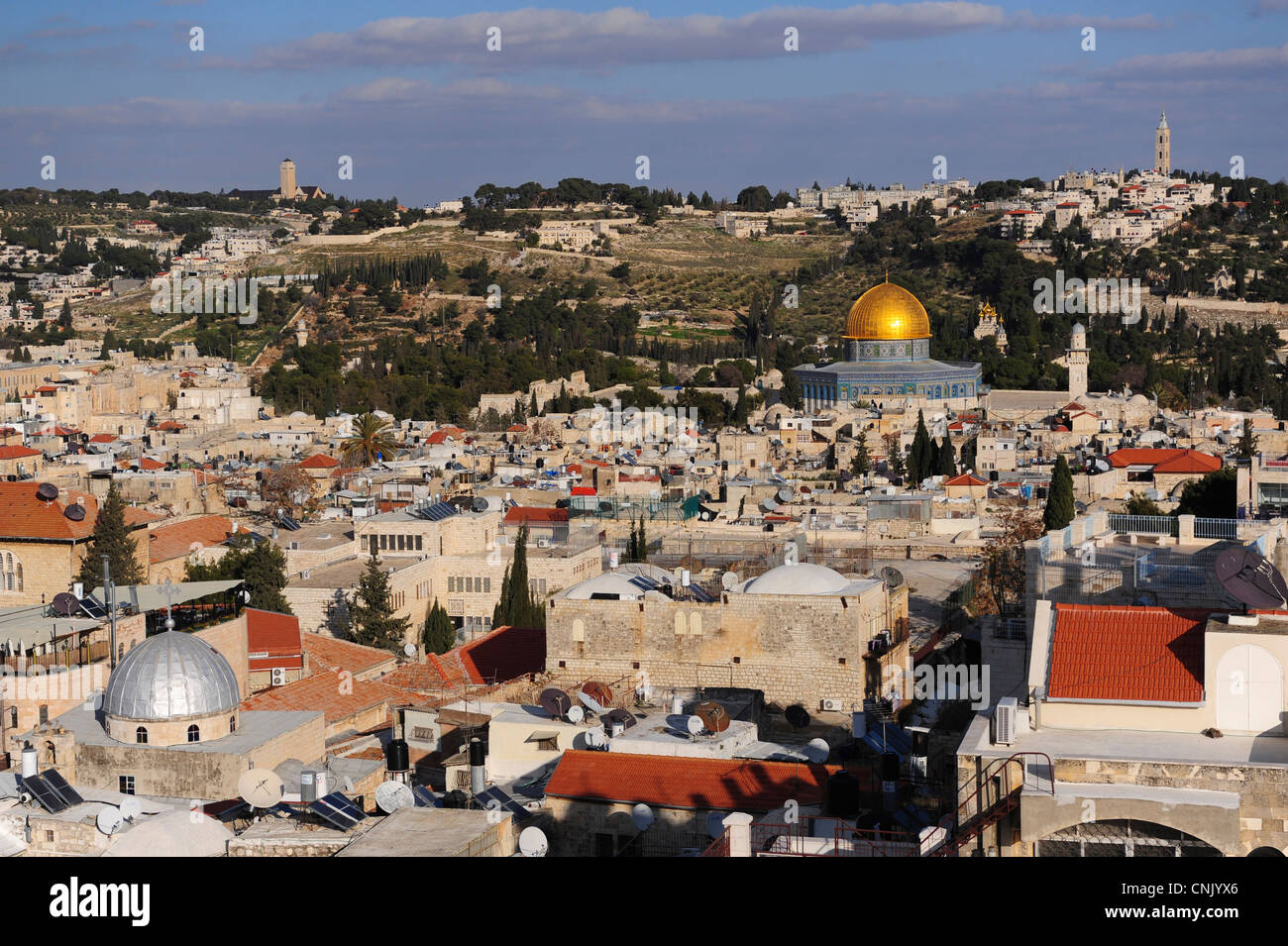 Middle East Israel Old City of Jerusalem from the citadel sunny daytime Stock Photo