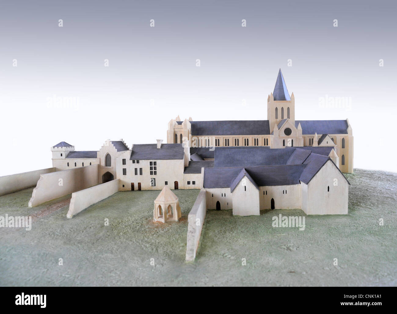 A cut out of a model reconstruction of Arbroath Abbey, Scotland. Stock Photo