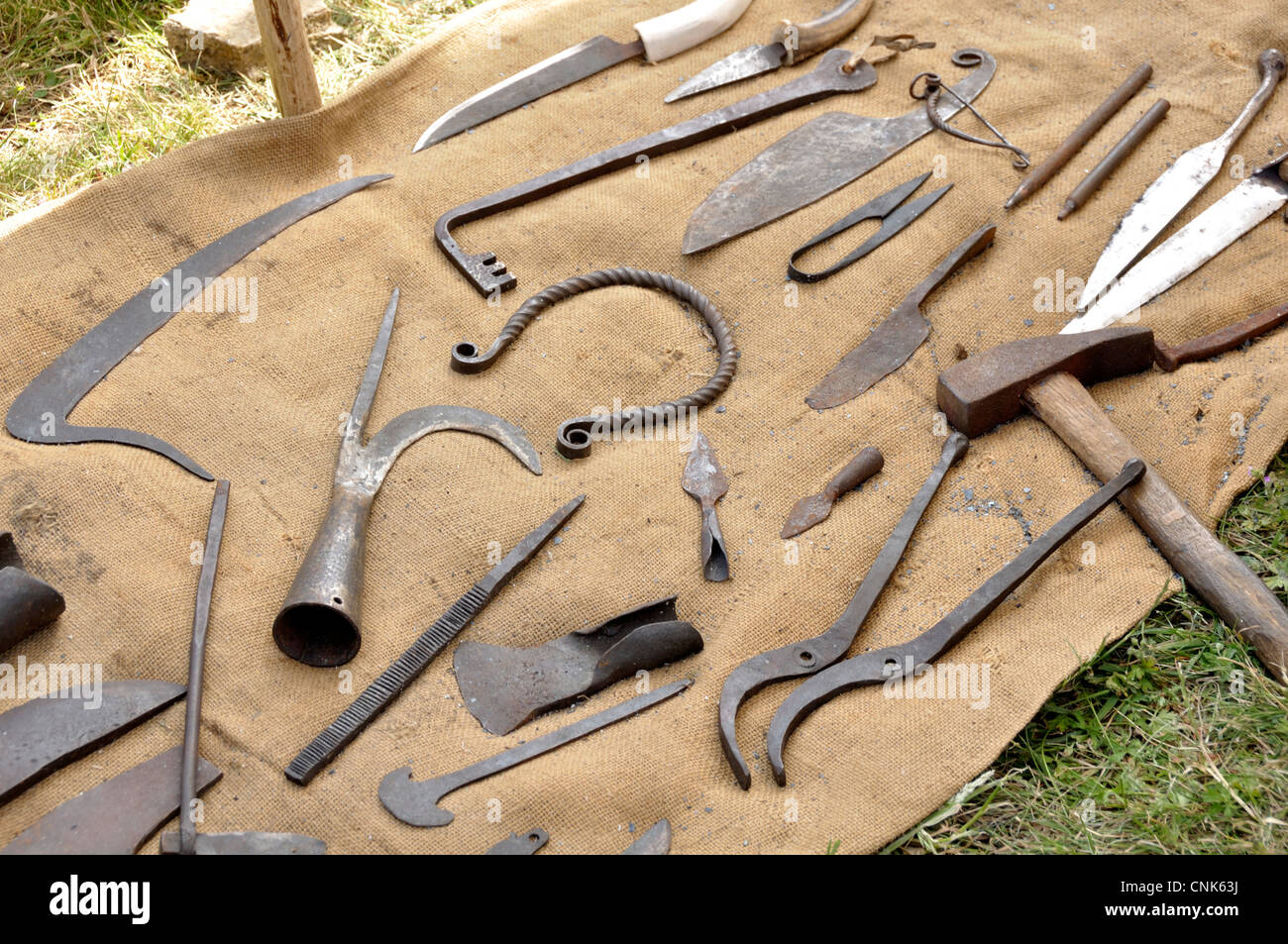 Tools, period Roman gallo  (Exhibition in Jublains, Mayenne department). Stock Photo