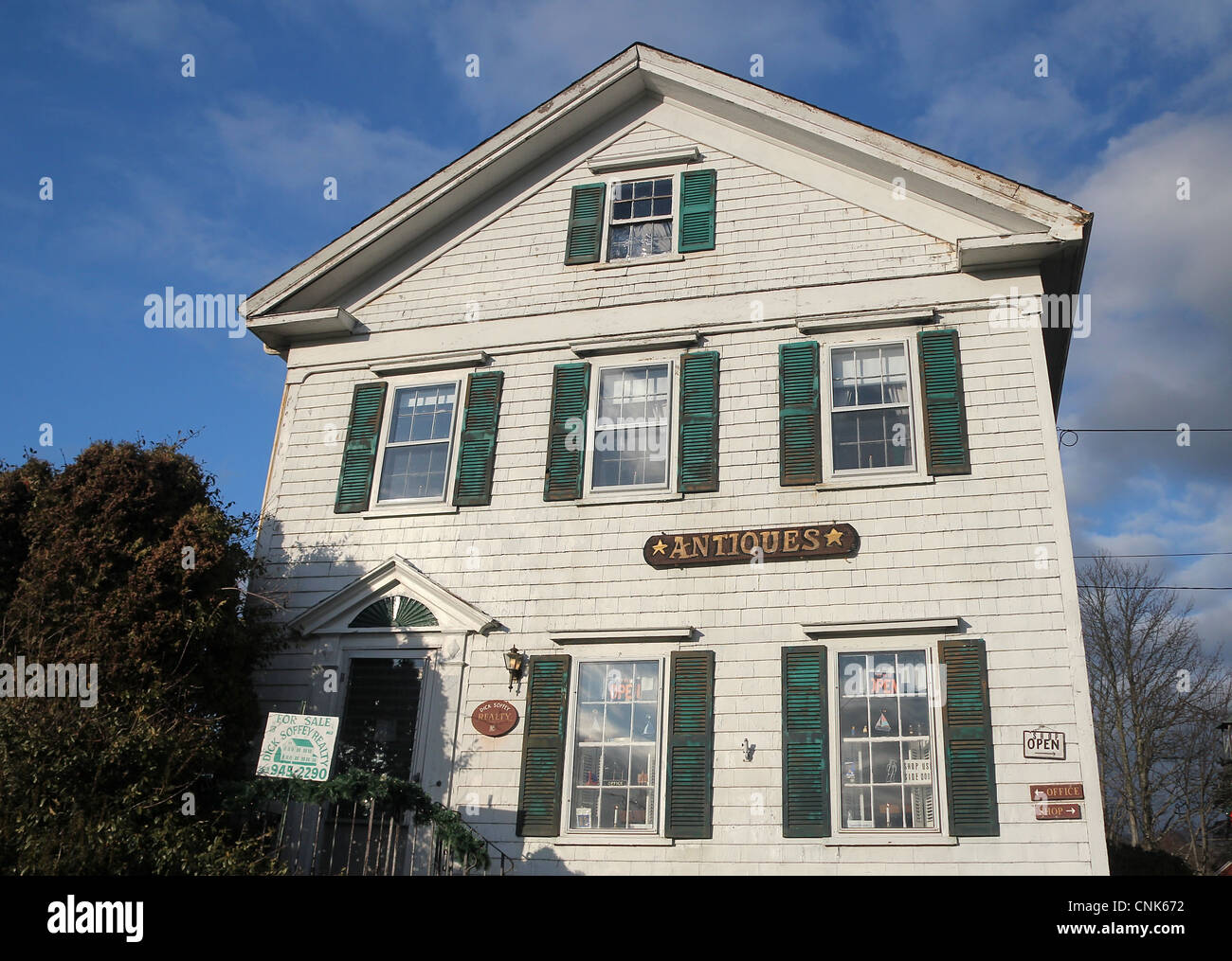An antique store in an old house in Chatham, Massachusetts Stock Photo