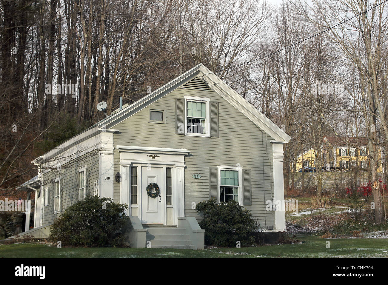 An old house in winter, in the Western Massachusetts town of Rowe Stock