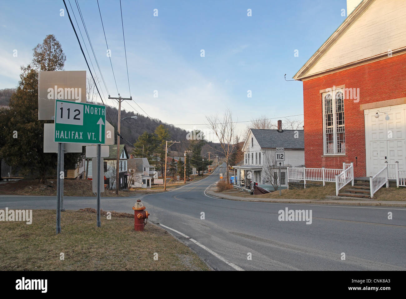 A road passing through the small Western Massachusetts town of Colrain Stock Photo