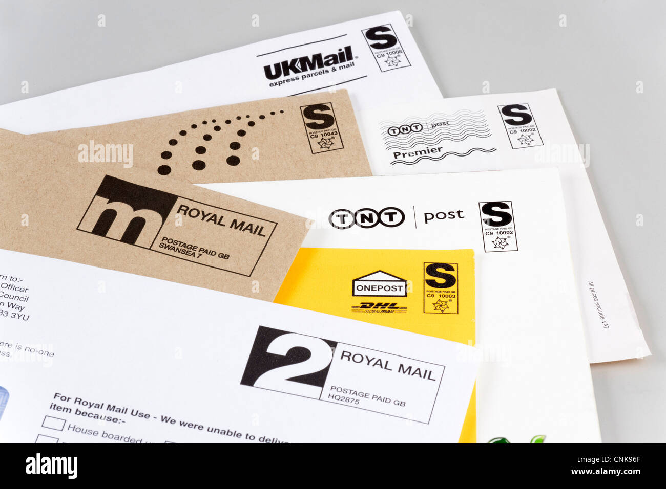 letters delivered by various postal delivery companies Stock Photo Alamy