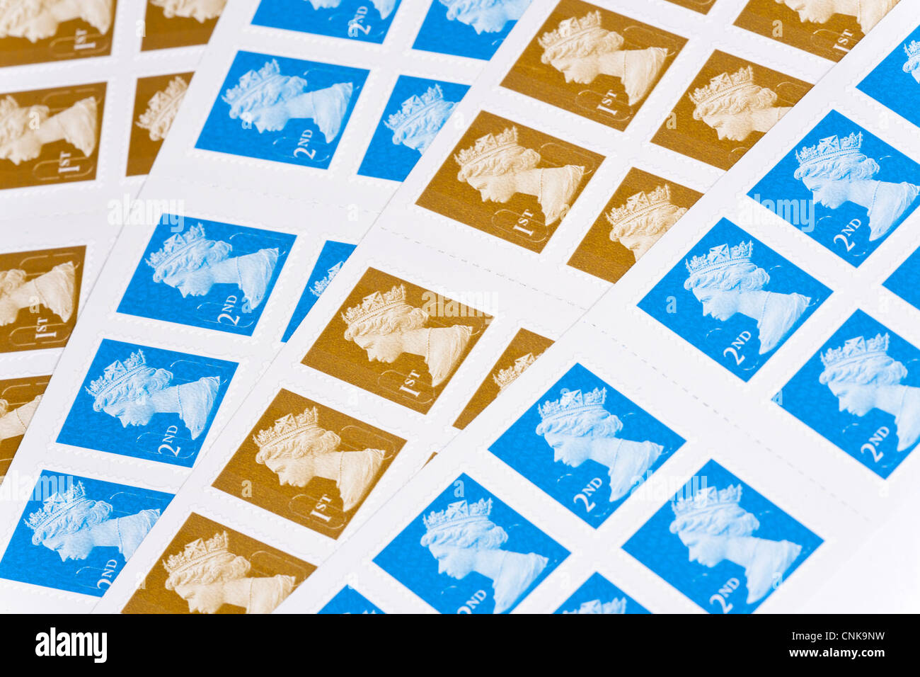 Royal Mail postage stamps in first and second class Stock Photo Alamy