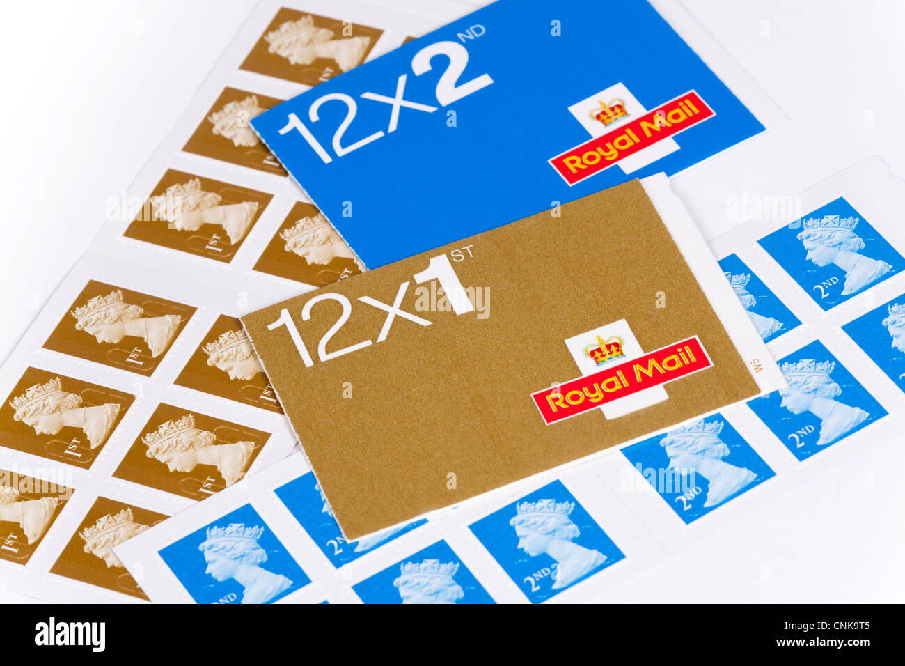 Royal Mail postage stamps in first and second class Stock Photo Alamy
