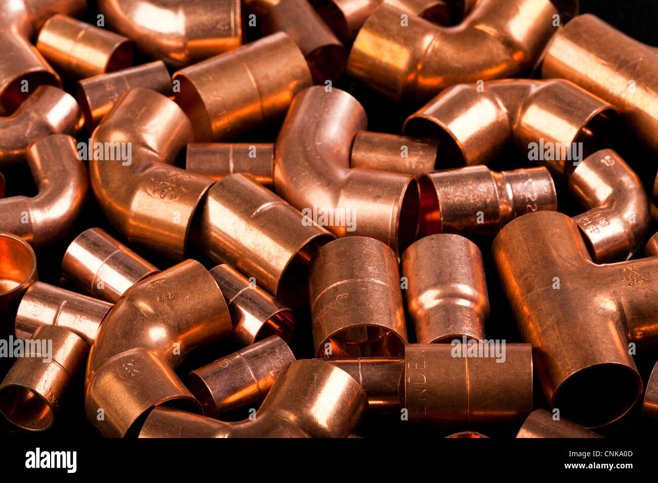 copper metal pipe connectors / fittings Stock Photo Alamy
