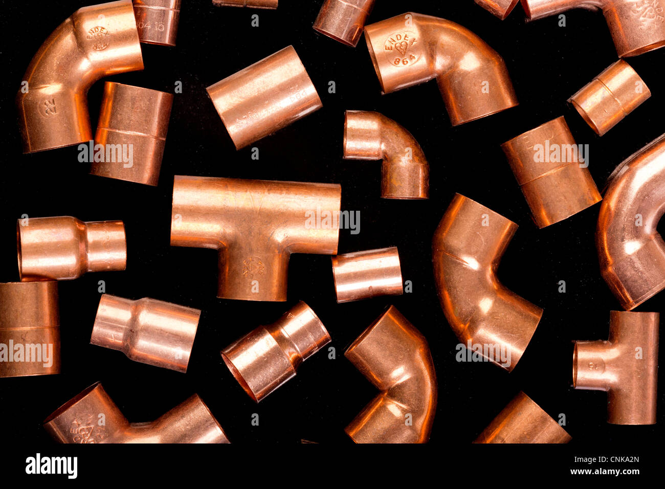 copper metal pipe connectors / fittings Stock Photo Alamy