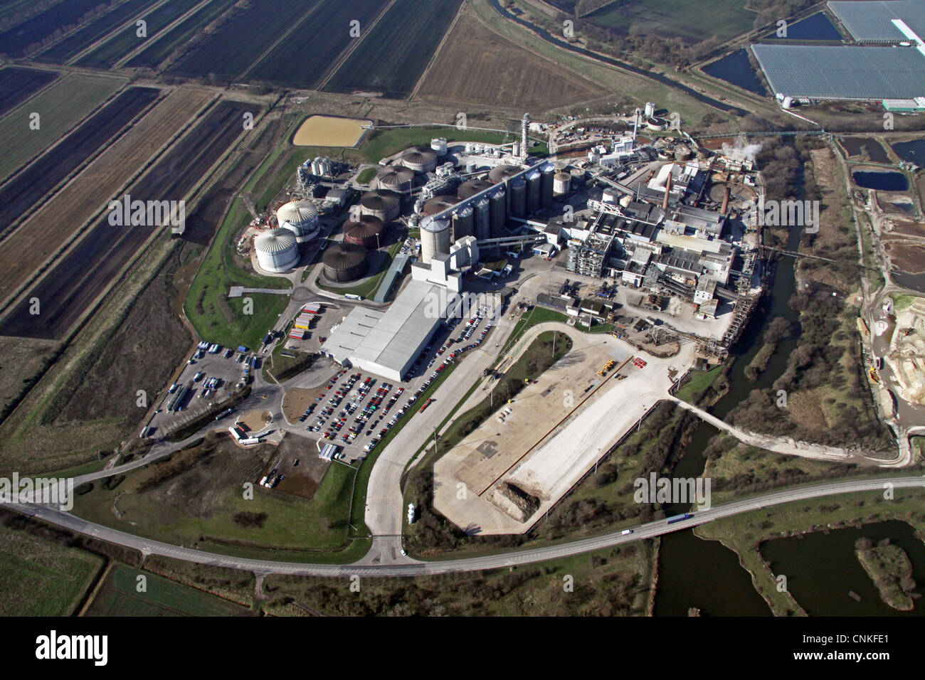 Aerial view of British Sugar PLC, sugar factory, Wissington, King's Lynn PE33 9QG Stock Photo