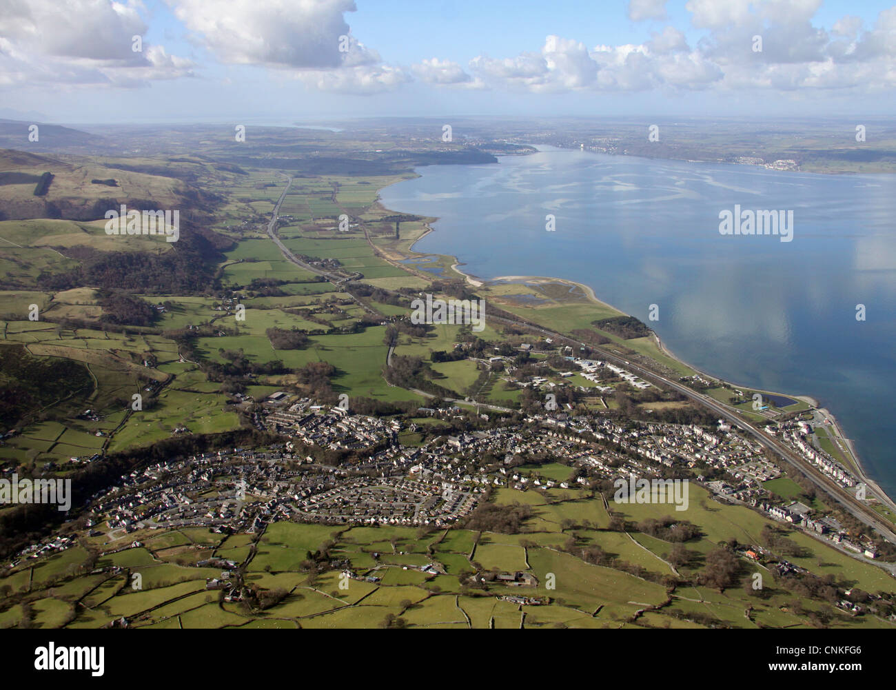 aerial view of Llanfairfechan in North Wales Stock Photo