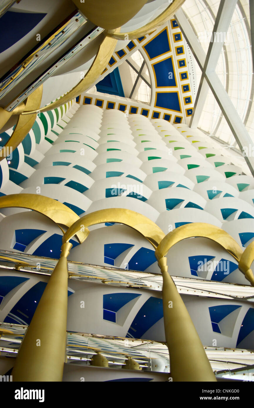 Interior lobby, Burj Al Arab Hotel, Jumeirah, Dubai, United Arab