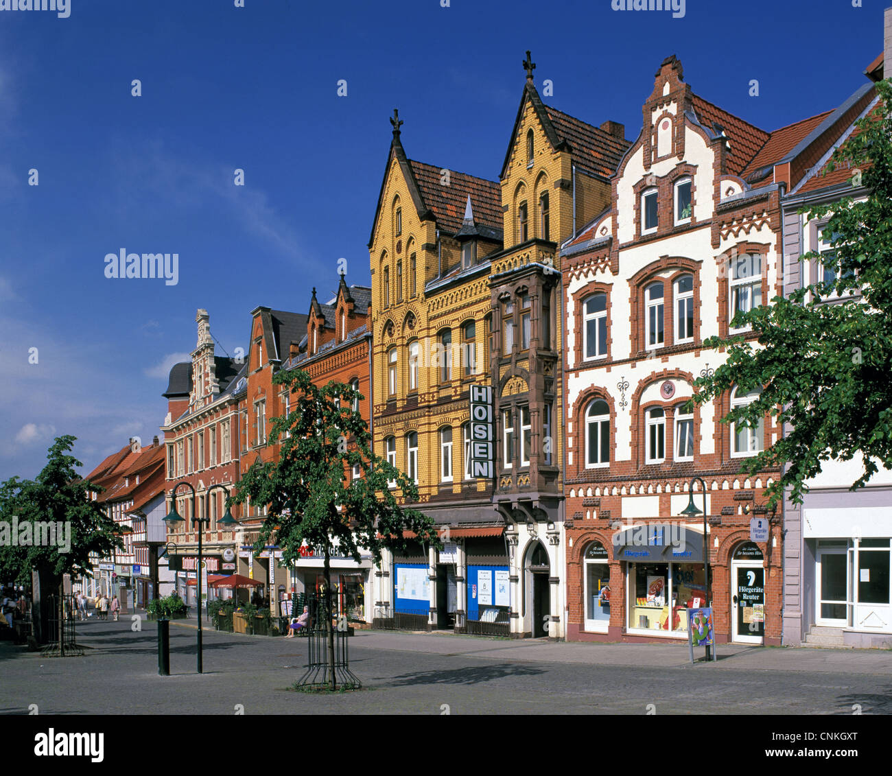 Marktplatz in Northeim in Niedersachsen, Buergerhaeuser im Wilhelminischen Stil Stock Photo