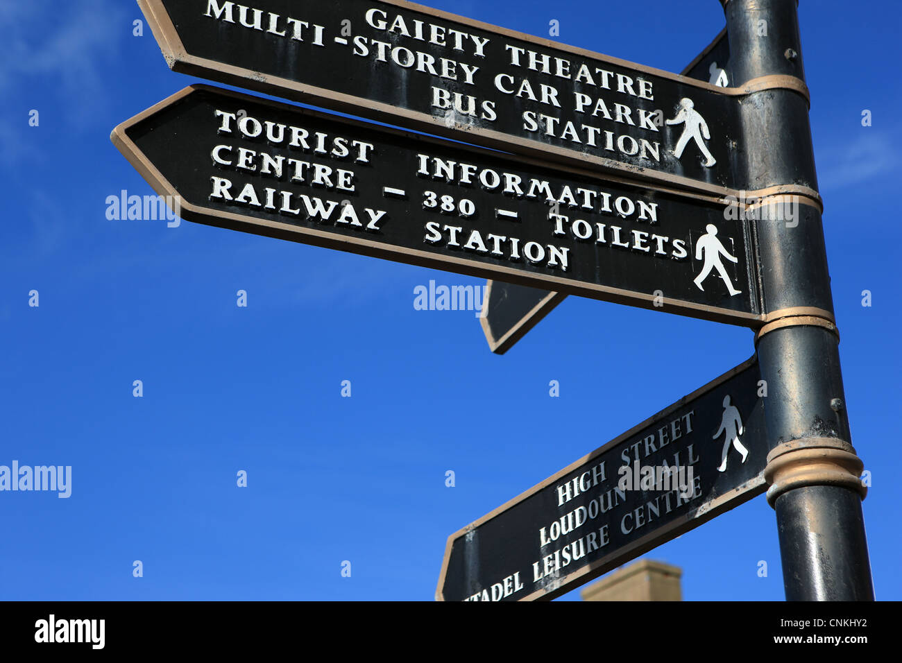 Tourist Information signage in the Ayrshire town of Ayr Stock Photo