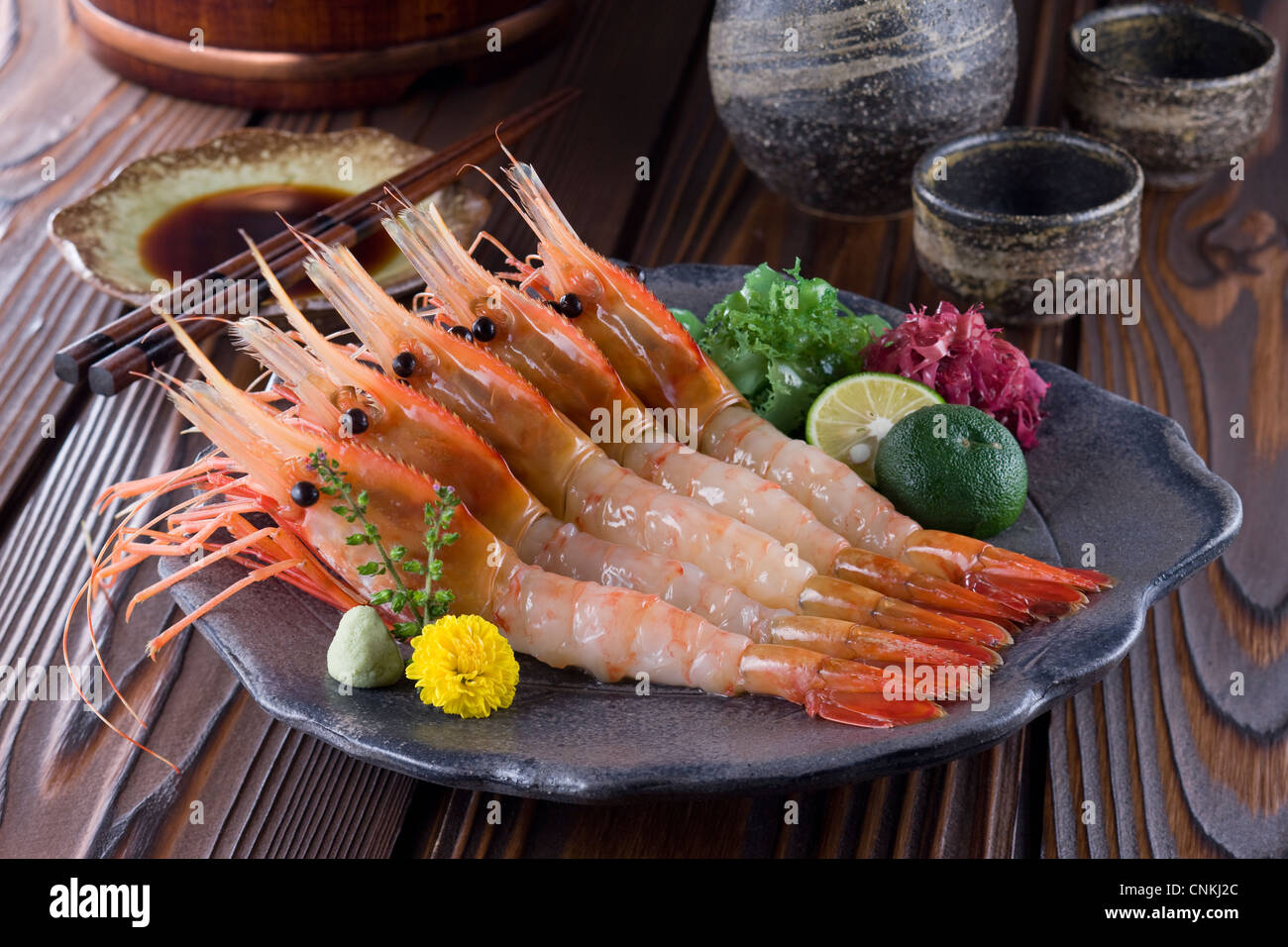 Spot Prawn Sashimi Stock Photo Alamy