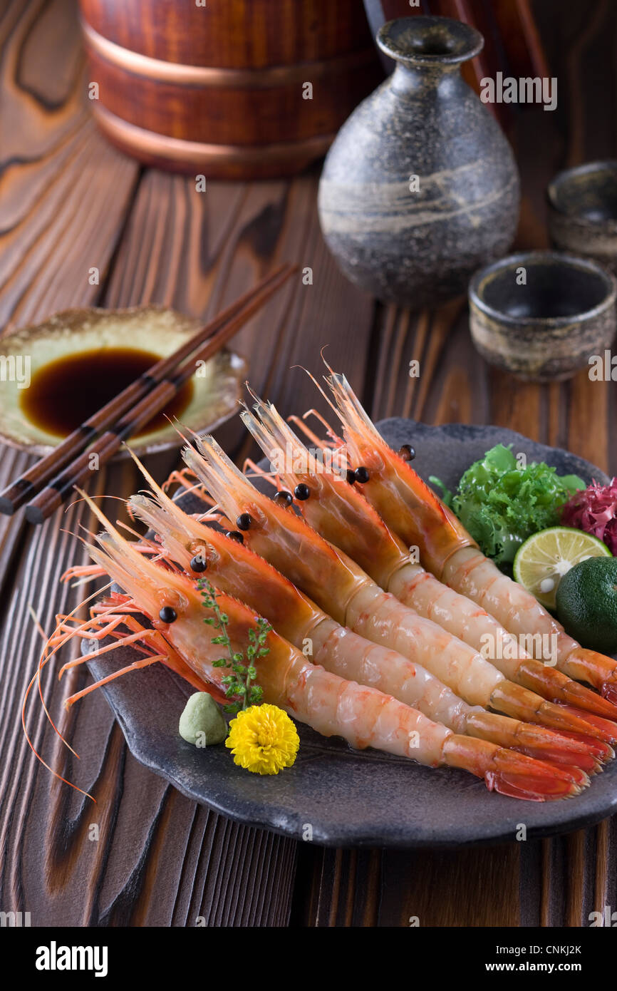 Spot Prawn Sashimi Stock Photo Alamy