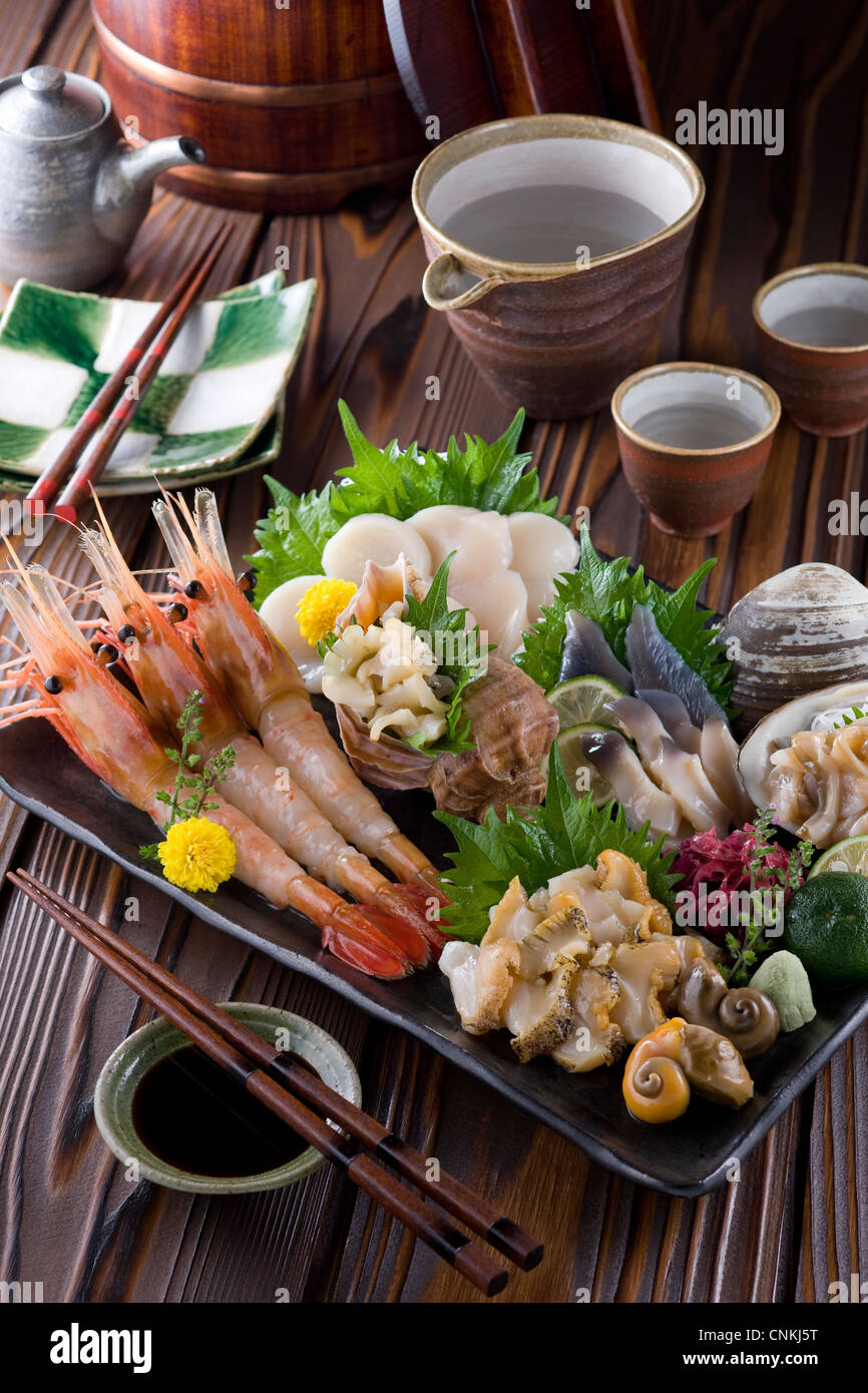 Sashimi of Seafood from Hokkaido Stock Photo