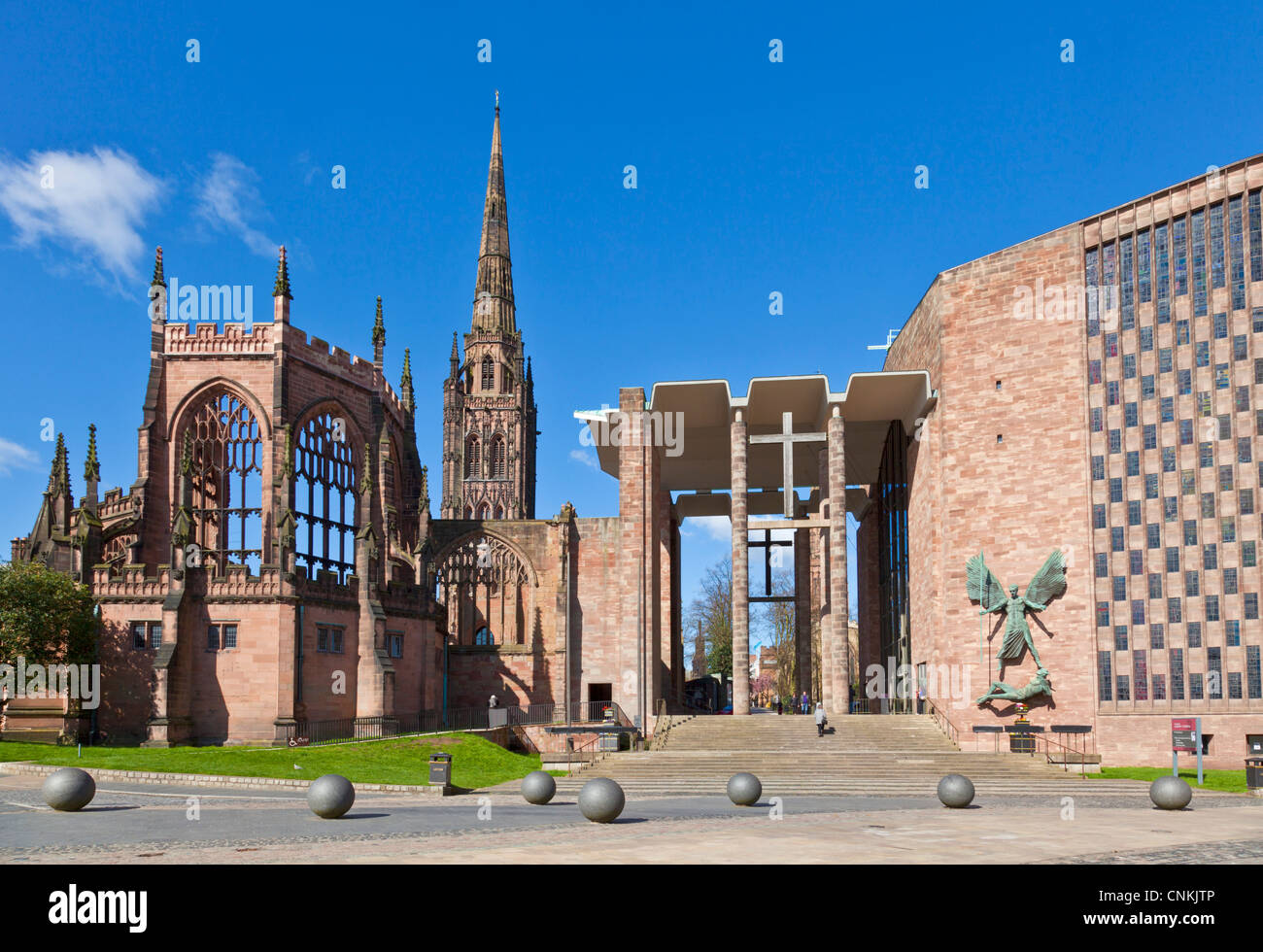 Coventry old cathedral shell and new modern cathedral West midlands England UK GB EU Europe Stock Photo