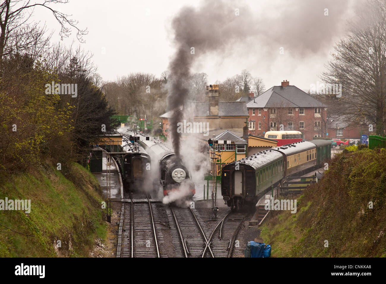 Alresford Station on the Mid Hants railway also known as the watercress line, Hampshire, England, United Kingdom. Stock Photo