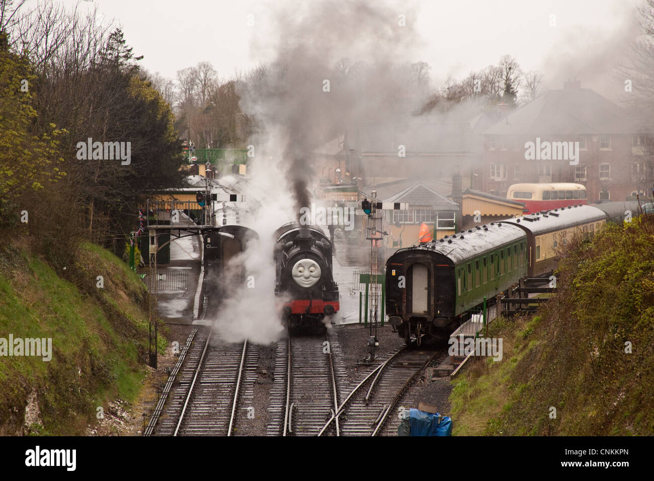 Alresford Station on the Mid Hants railway also known as the watercress line, Hampshire, England, United Kingdom. Stock Photo