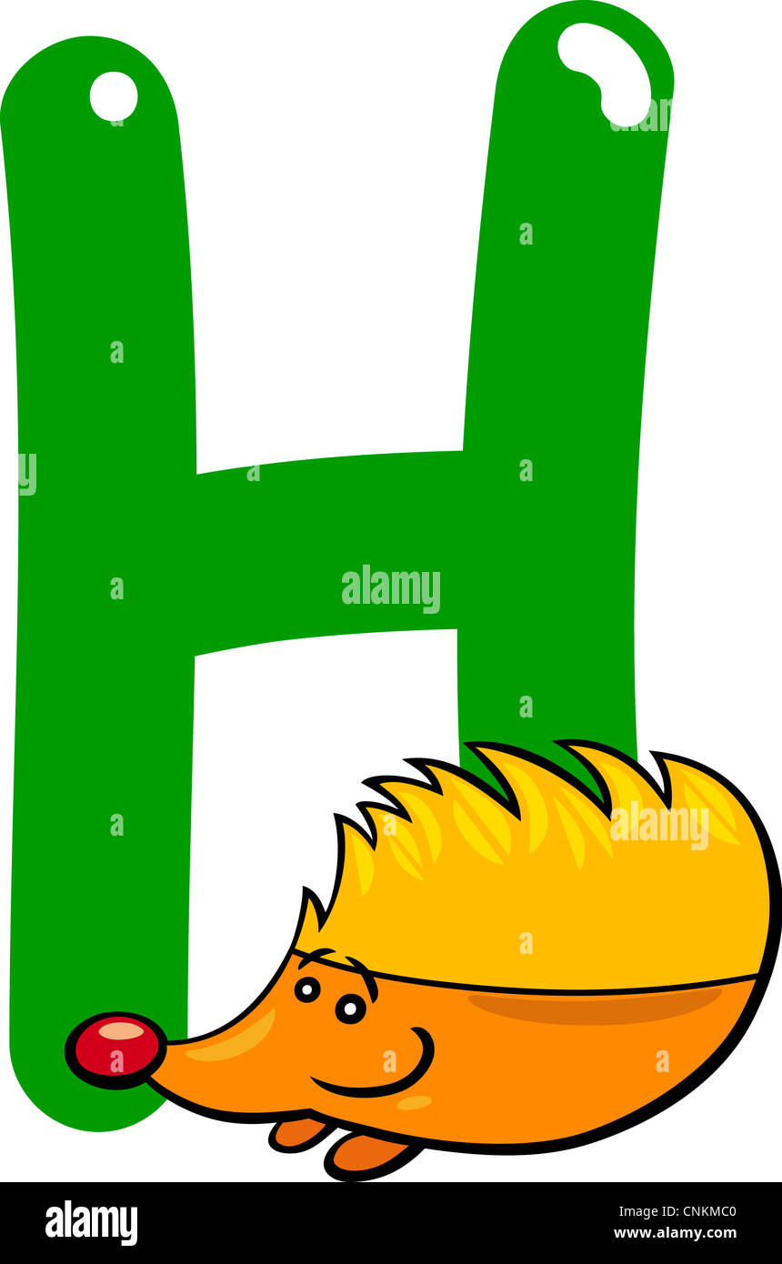 cartoon illustration of H letter for hedgehog Stock Photo - Alamy