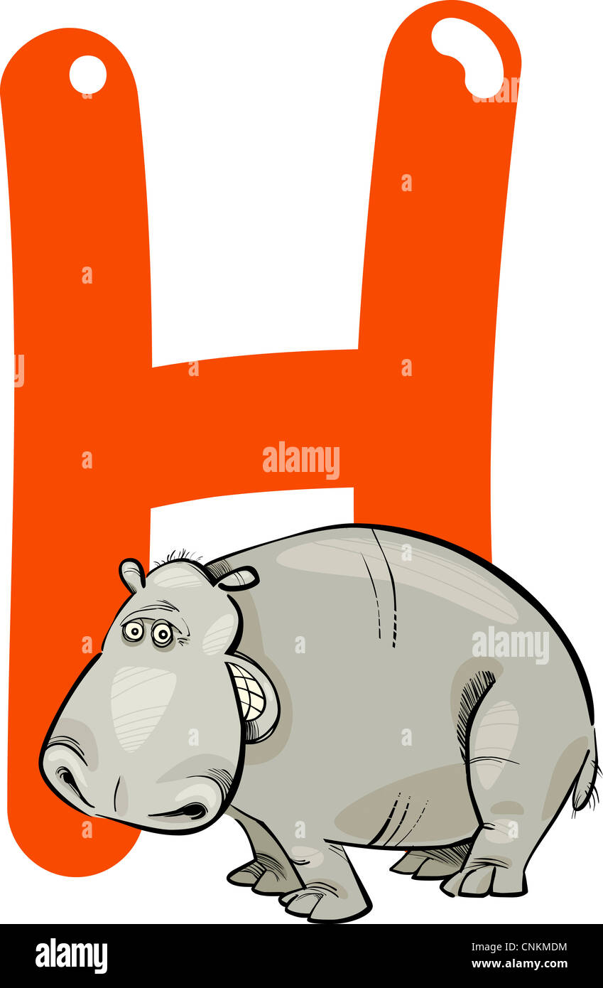 cartoon illustration of H letter for hippo Stock Photo - Alamy