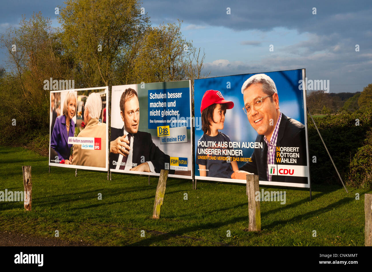 Voting for the State government of North Rhine-Westphalia, Germany. Billboard showing candidates, 2012 Stock Photo