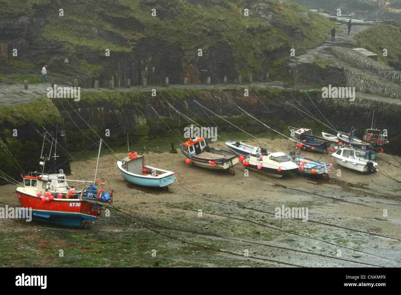 Fishing boats in Boscastle harbour, North Cornwall, United Kingdom Stock Photo