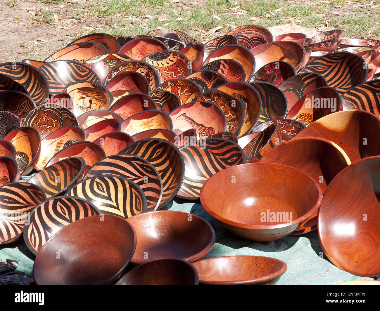 Souvenir wooden bowls on the market at Luang Prabang in Laos. Homemade  artworks by local people Stock Photo - Alamy