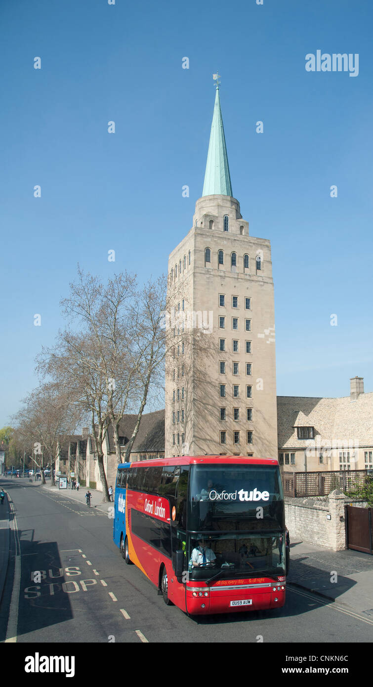 Nuffield College Oxford University England UK & an Oxford Tube bus