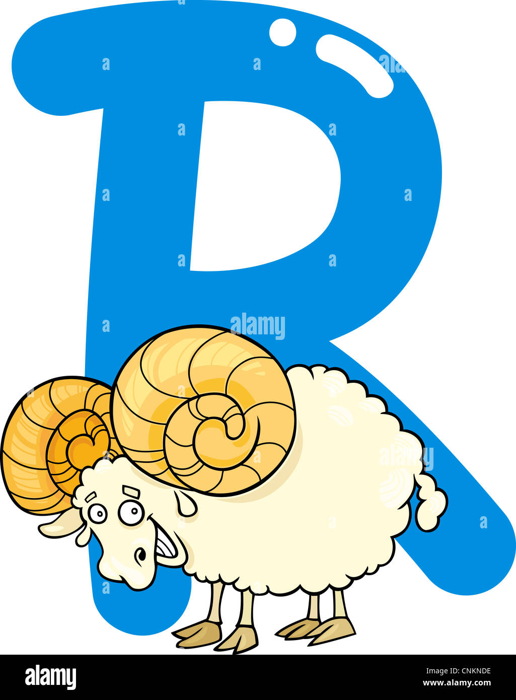 cartoon illustration of R letter for ram Stock Photo - Alamy