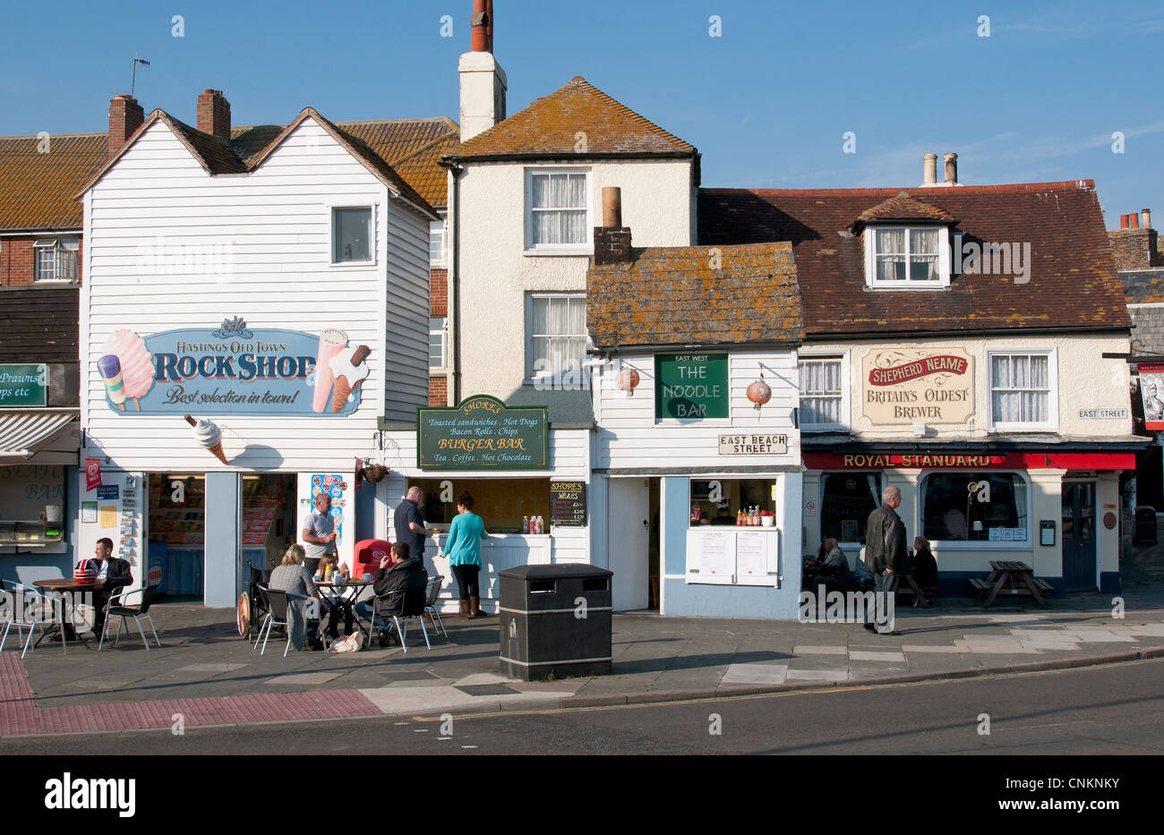 Hastings seafront properties England UK Stock Photo
