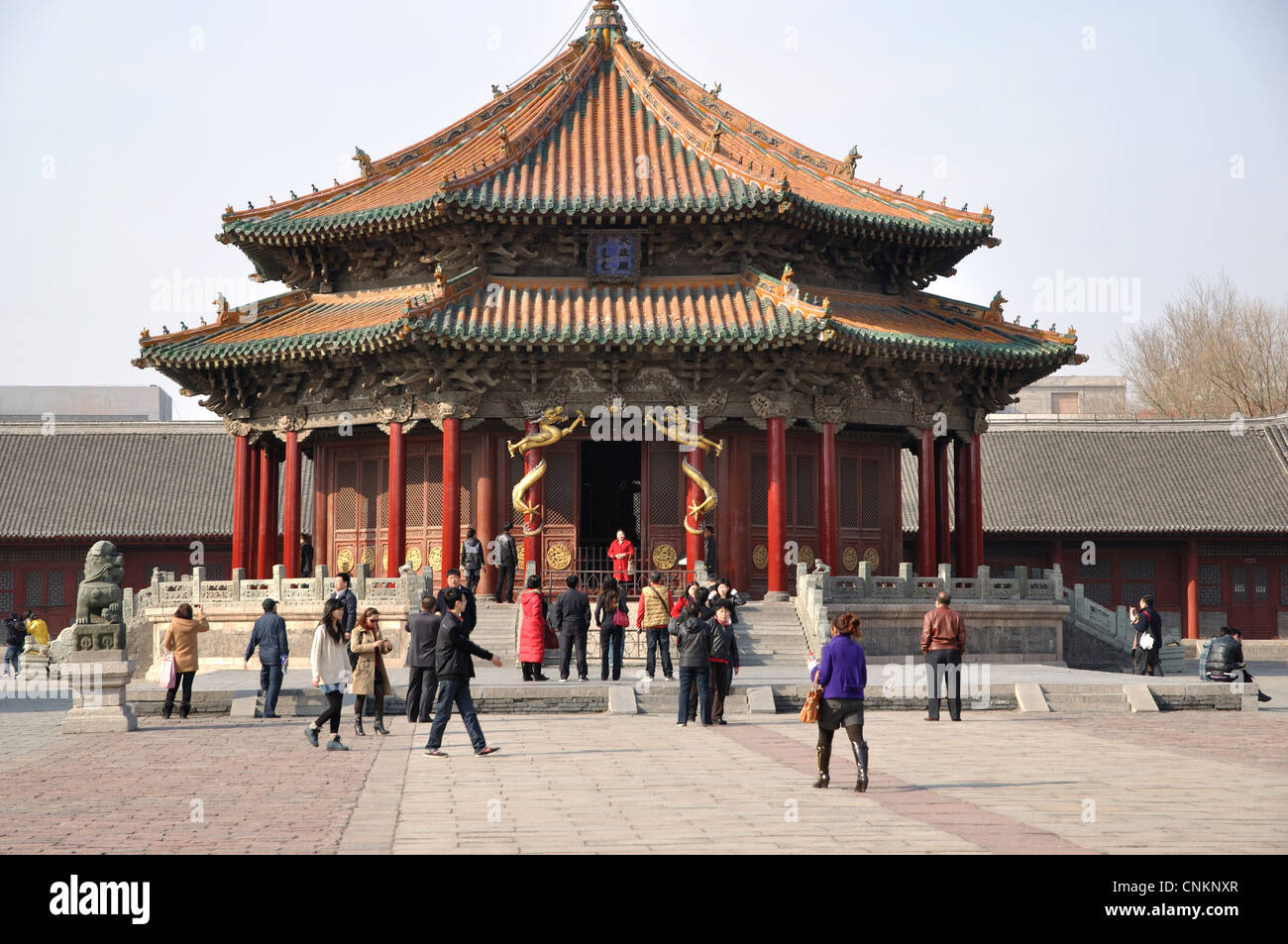 Dazheng Hall (Throne Room), Imperial Palace, Shenyang, Liaoning, China. Stock Photo