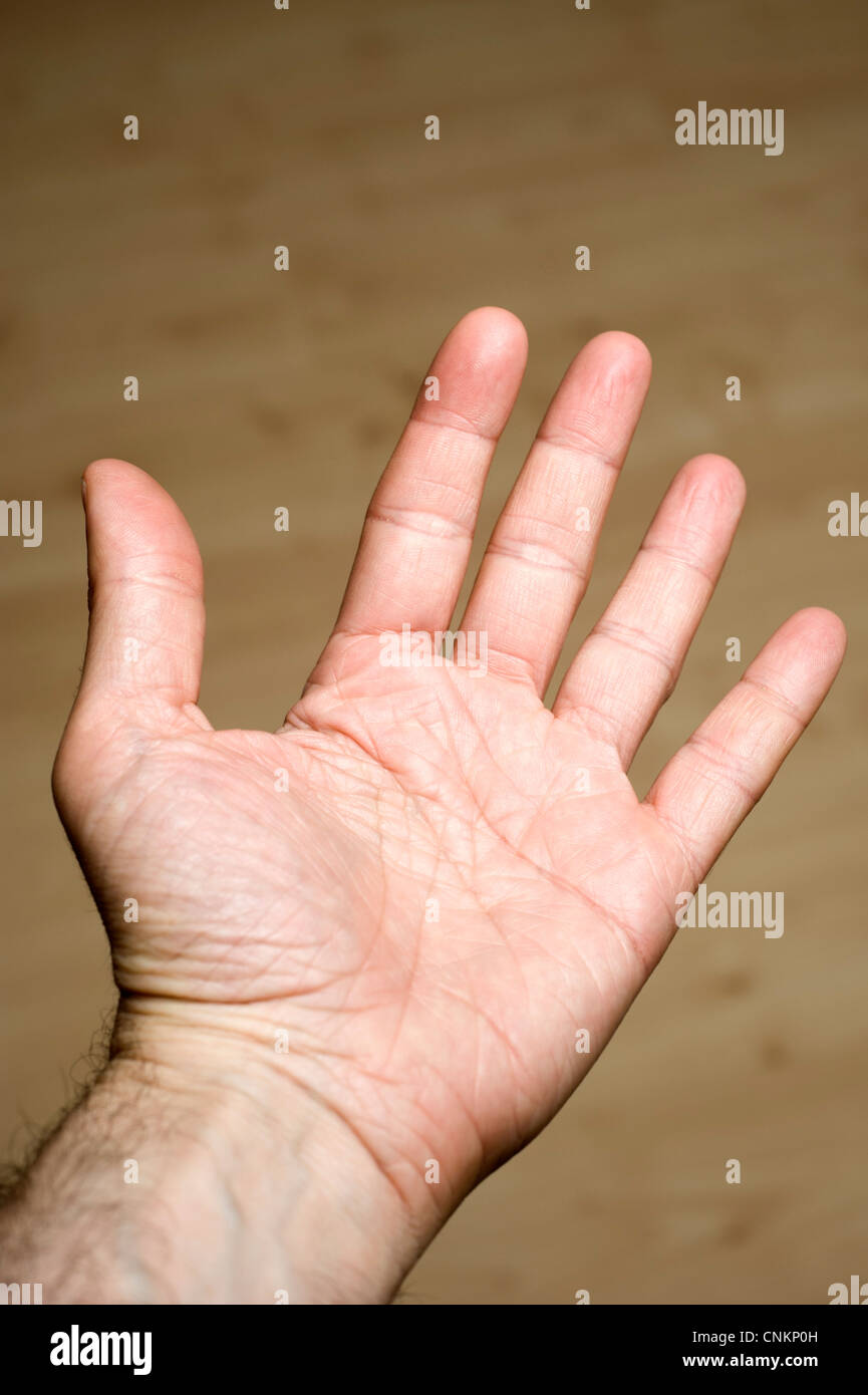 male open palm of hand Stock Photo