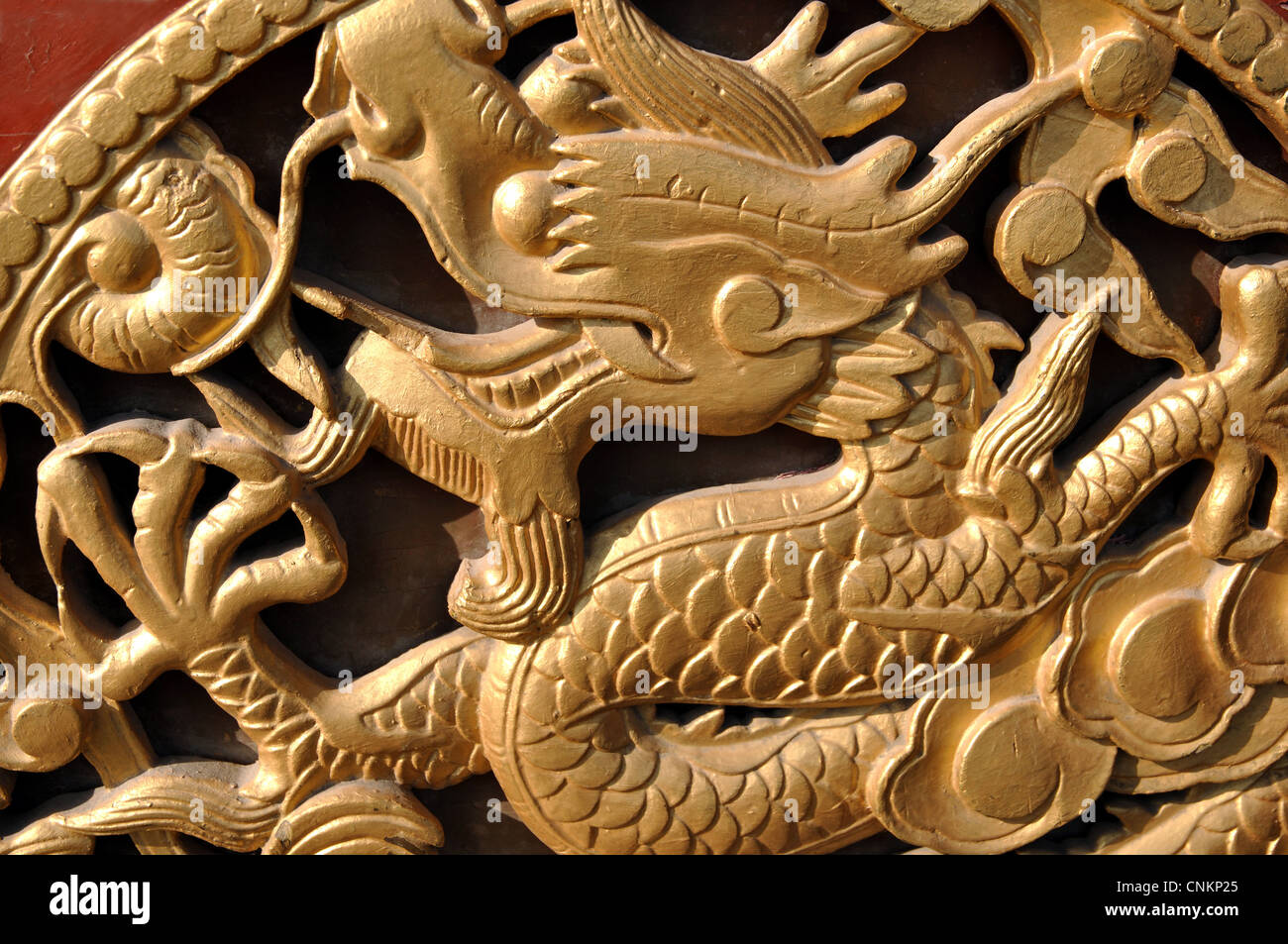 Detail from door panel, Dazheng Hall, Imperial Palace, Shenyang, Liaoning, China. Stock Photo